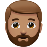男士：中等肤色，胡须emoji素材一 160x160像素