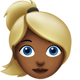 女性：中深色肤色，金发emoji素材一 160x160像素