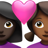 情侣: 女人女人较深肤色中等-深肤色emoji素材一 160x160像素