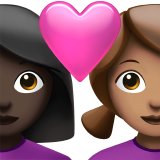 情侣: 女人女人较深肤色中等肤色emoji素材一 160x160像素