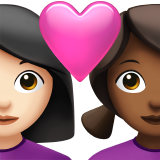 情侣: 女人女人较浅肤色中等-深肤色emoji素材一 160x160像素