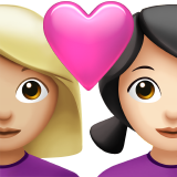 情侣: 女人女人中等-浅肤色较浅肤色emoji素材一 160x160像素