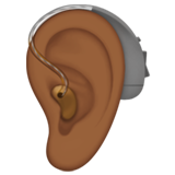 带助听器的耳朵：中等深色肤色emoji素材一 160x160像素