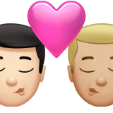 亲吻: 男人男人较浅肤色中等-浅肤色emoji素材一 160x160像素