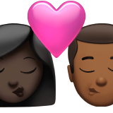 亲吻: 女人男人较深肤色中等-深肤色emoji素材一 160x160像素