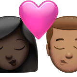 亲吻: 女人男人较深肤色中等肤色emoji素材一 160x160像素