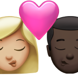 亲吻: 女人男人中等-浅肤色较深肤色emoji素材一 160x160像素