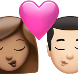 亲吻: 女人男人中等肤色较浅肤色emoji素材一 160x160像素