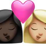亲吻: 女人女人较深肤色中等-浅肤色emoji素材一 160x160像素