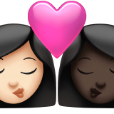 亲吻: 女人女人较浅肤色较深肤色emoji素材一 160x160像素
