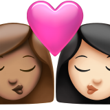 亲吻: 女人女人中等肤色较浅肤色emoji素材一 160x160像素
