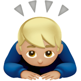 男人鞠躬：中浅肤色emoji素材一 160x160像素