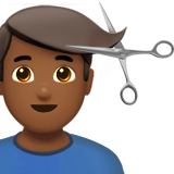 男士理发：中等深色肤色emoji素材一 160x160像素