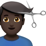 男人理发：深色肤色emoji素材一 160x160像素