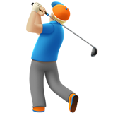 男子高尔夫：中浅肤色emoji素材一 160x160像素