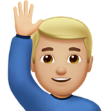 举手的男人：中浅肤色emoji素材一 160x160像素