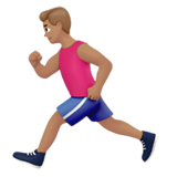 男子跑步：中等肤色emoji素材一 160x160像素