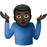 男人耸肩：深色肤色emoji素材一 160x160像素