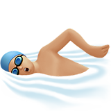 男子游泳：中浅肤色emoji素材一 160x160像素