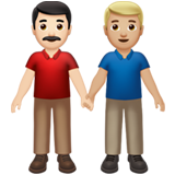 男士牵手：浅肤色，中浅肤色emoji素材一 160x160像素