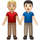 男士牵手：中浅肤色，浅肤色emoji素材一 160x160像素