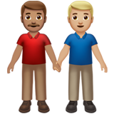 男士牵手：中等肤色，中等肤色emoji素材一 160x160像素