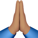 双手合十、祈祷的手:中等肤色emoji素材一 160x160像素