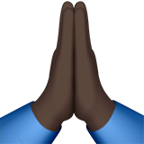 双手合十、祈祷的手：深色肤色emoji素材一 160x160像素