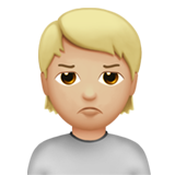 人撅嘴：中等浅肤色emoji素材一 160x160像素