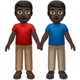 男人牵手：深色肤色emoji素材一 160x160像素