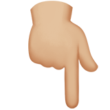 指向下方的手：中等浅肤色emoji素材一 160x160像素
