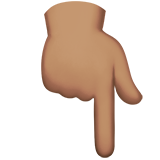 指向下方的手：中等肤色emoji素材一 160x160像素