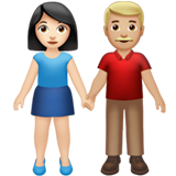 男女牵手：浅肤色，中浅肤色emoji素材一 160x160像素