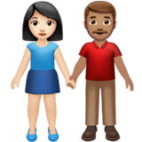 男女牵手：浅肤色，中肤色emoji素材一 160x160像素