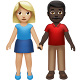 男女牵手：中浅肤色，深色肤色emoji素材一 160x160像素