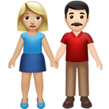 男女牵手：中浅肤色，浅肤色emoji素材一 160x160像素