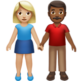 男女牵手：中浅肤色，中深肤色emoji素材一 160x160像素