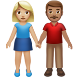 男女牵手：中浅肤色，中浅肤色emoji素材一 160x160像素