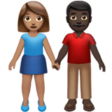 男女牵手：中等肤色，深色肤色emoji素材一 160x160像素