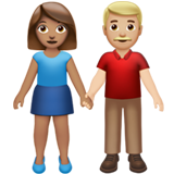 男女牵手：中等肤色，中等肤色emoji素材一 160x160像素