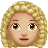 女性：中浅肤色，卷发emoji素材一 160x160像素