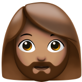 有络腮胡子的女人: 中等肤色emoji素材一 160x160像素