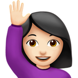 举手的女人：浅肤色emoji素材一 160x160像素