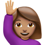 举手的女人：中等肤色emoji素材一 160x160像素