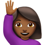 举手的女人：中等深色肤色emoji素材一 160x160像素