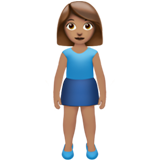 女性站立：中等肤色emoji素材一 160x160像素