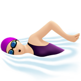 女子游泳：浅肤色emoji素材一 160x160像素