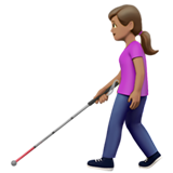 拿拐杖的女人：中等肤色emoji素材一 160x160像素