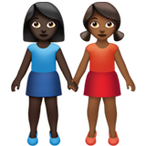 女性牵手：深色肤色，中深色肤色emoji素材一 160x160像素