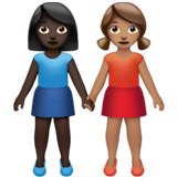 女性牵手：深色肤色，中等肤色emoji素材一 160x160像素